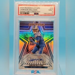2024 Rookies & Stars Jameson Williams Card PSA 9 AUTO